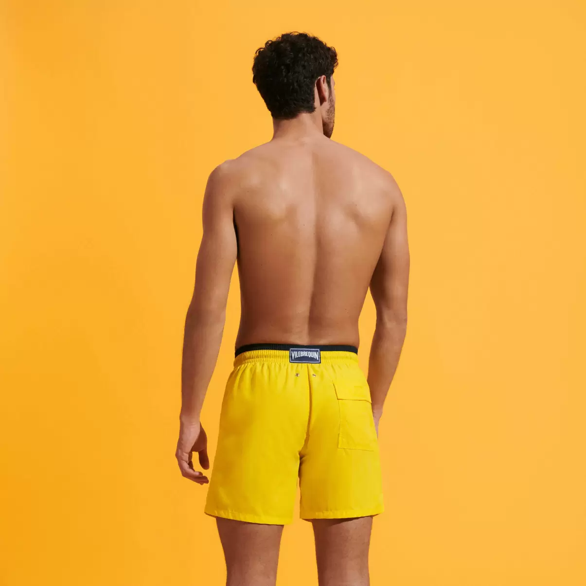 Herren Sonne / Gelb Zweifarbige Solid Bicolore Badeshorts Für Herren Der Klassiker Moorea Marke Vilebrequin - 1