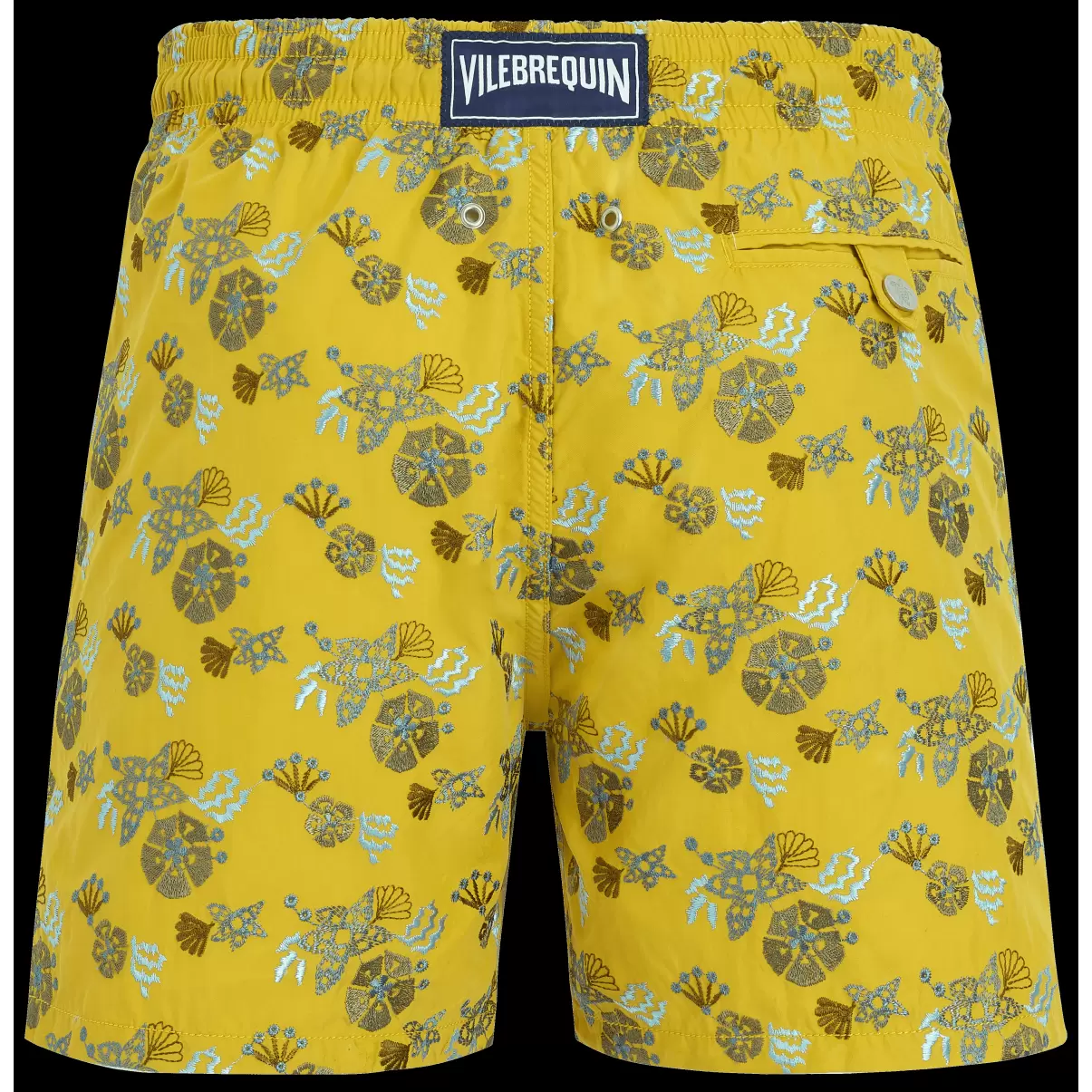 Nachhaltigkeit Men Swim Shorts Embroidered Flowers And Shells - Limited Edition Vilebrequin Sunflower / Gelb Stickerei Herren - 4