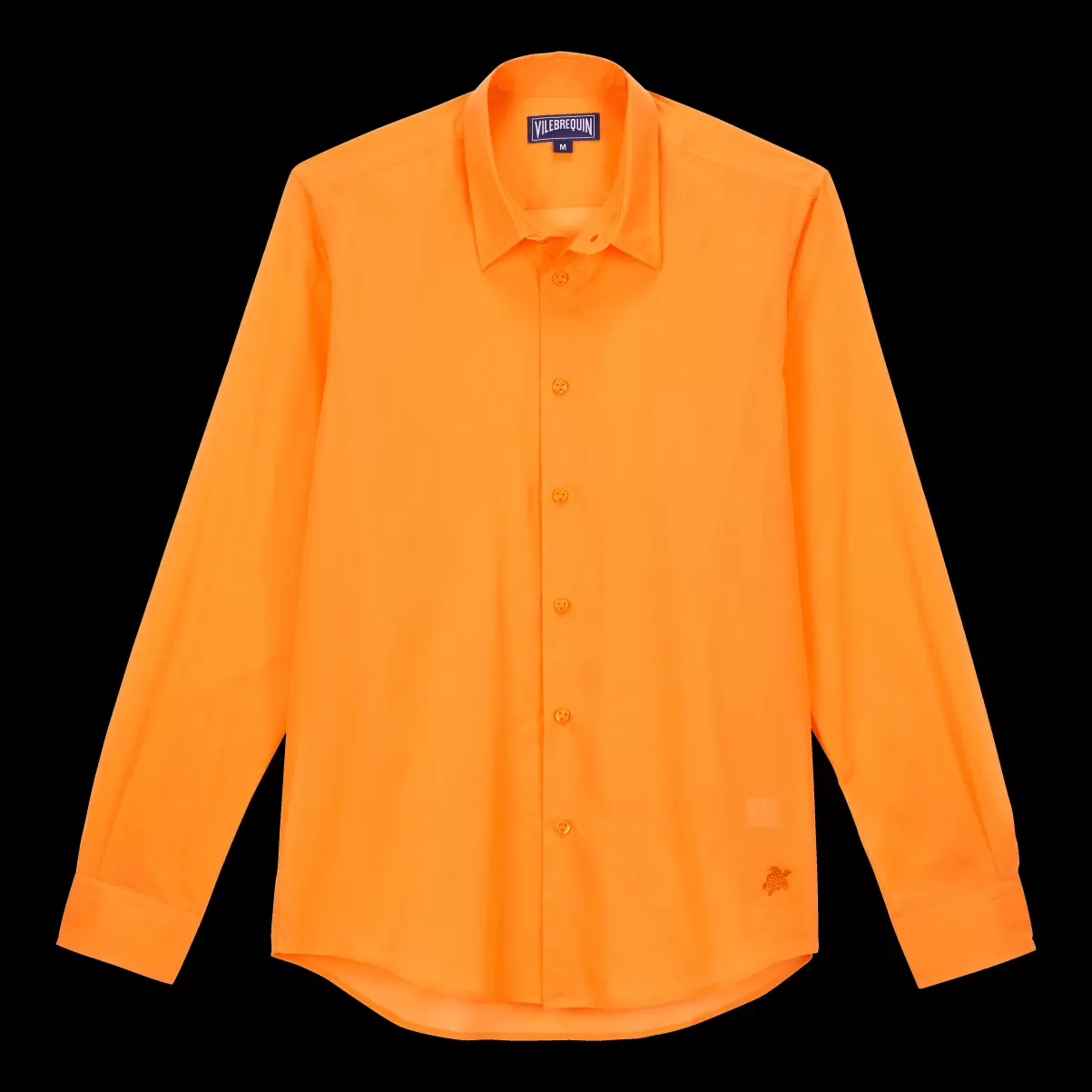 Das Günstigste Leichtes Solid Unisex-Hemd Aus Baumwollvoile Vilebrequin Karotte / Orange Herren Shirts - 3