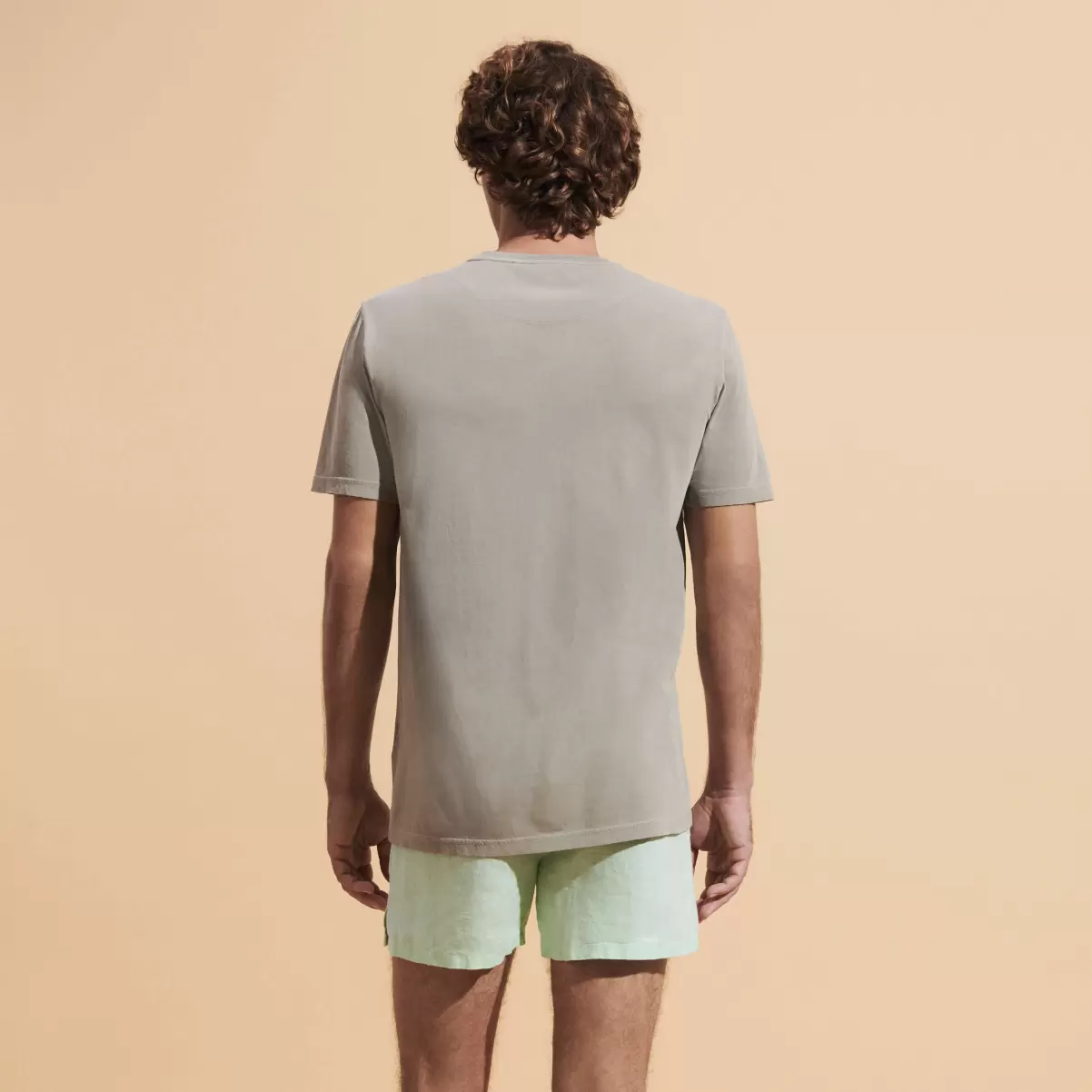 Herren Eucalyptus / GrÜN Solid T-Shirt Aus Bio-Baumwolle Für Herren Vilebrequin Haltbarkeit T-Shirts - 1