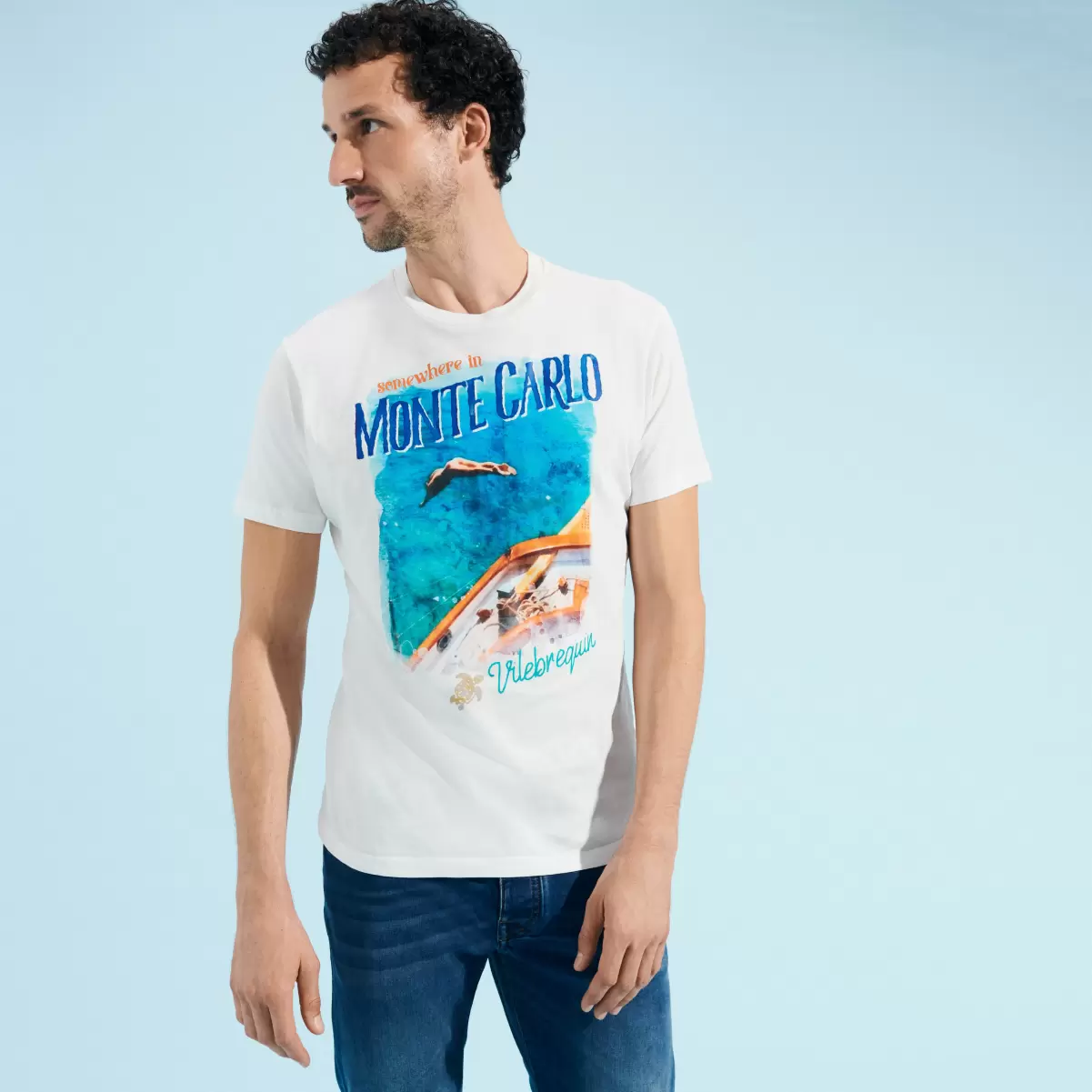 Popularität T-Shirts Off White / Weiss Herren Vilebrequin Monte Carlo T-Shirt Aus Baumwolle Für Herren