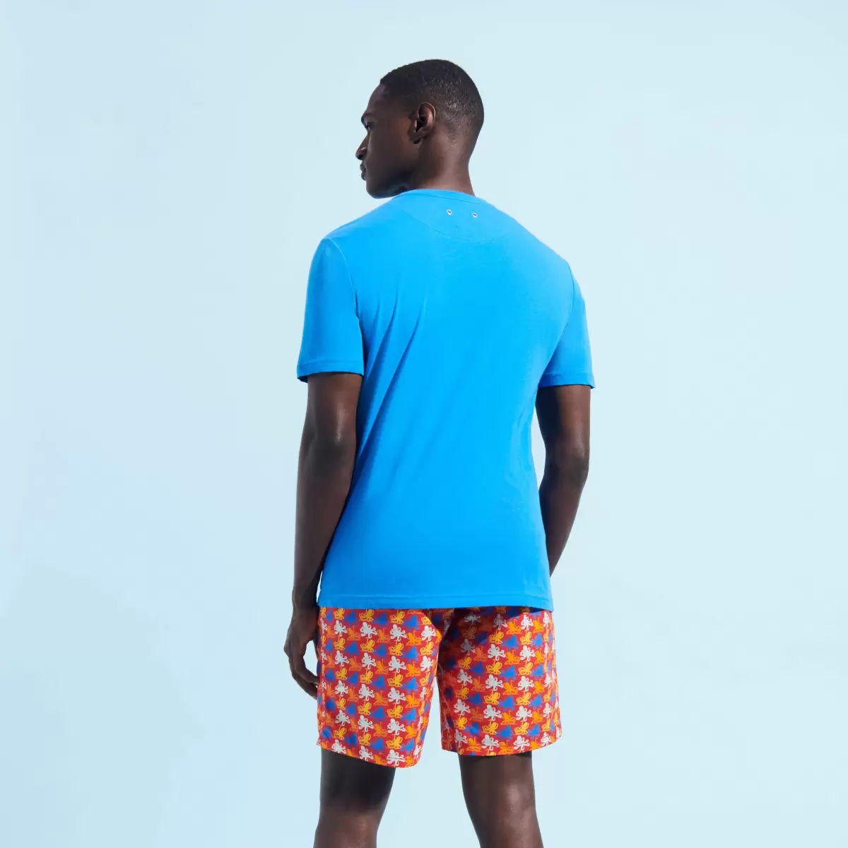 Geschäft Einfarbiges T-Shirt Aus Bio-Baumwolle Für Herren Vilebrequin Herren Earthenware / Blau T-Shirts - 1