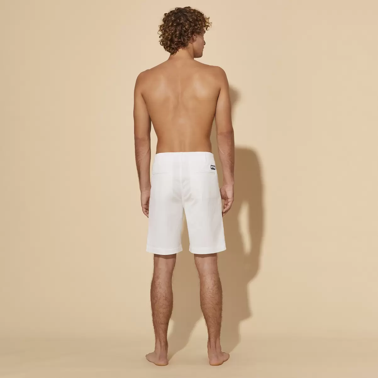 Shorts Weiss / Weiss Qualität Vilebrequin Herren Men Tencel Bermuda Shorts Solid - 1