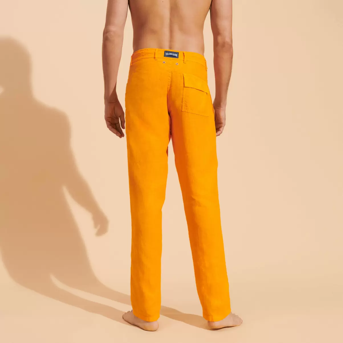 Karotte / Orange Produktverbesserung Vilebrequin Hosen Herren Solid Leinenhose Mit Geradem Schnitt Für Herren - 1