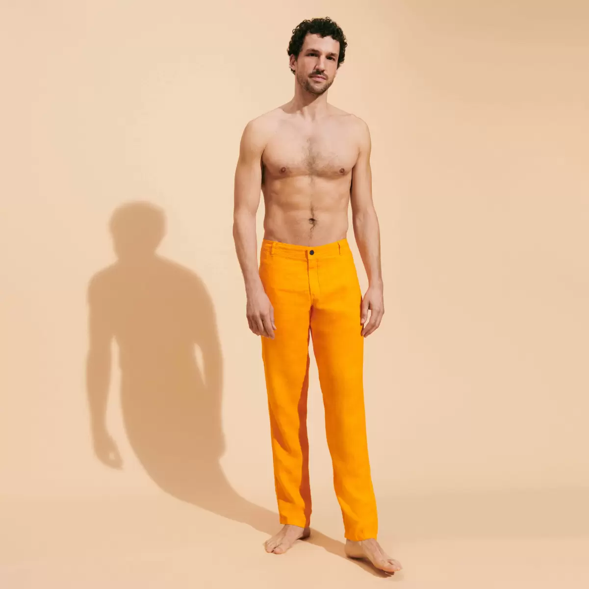Karotte / Orange Produktverbesserung Vilebrequin Hosen Herren Solid Leinenhose Mit Geradem Schnitt Für Herren