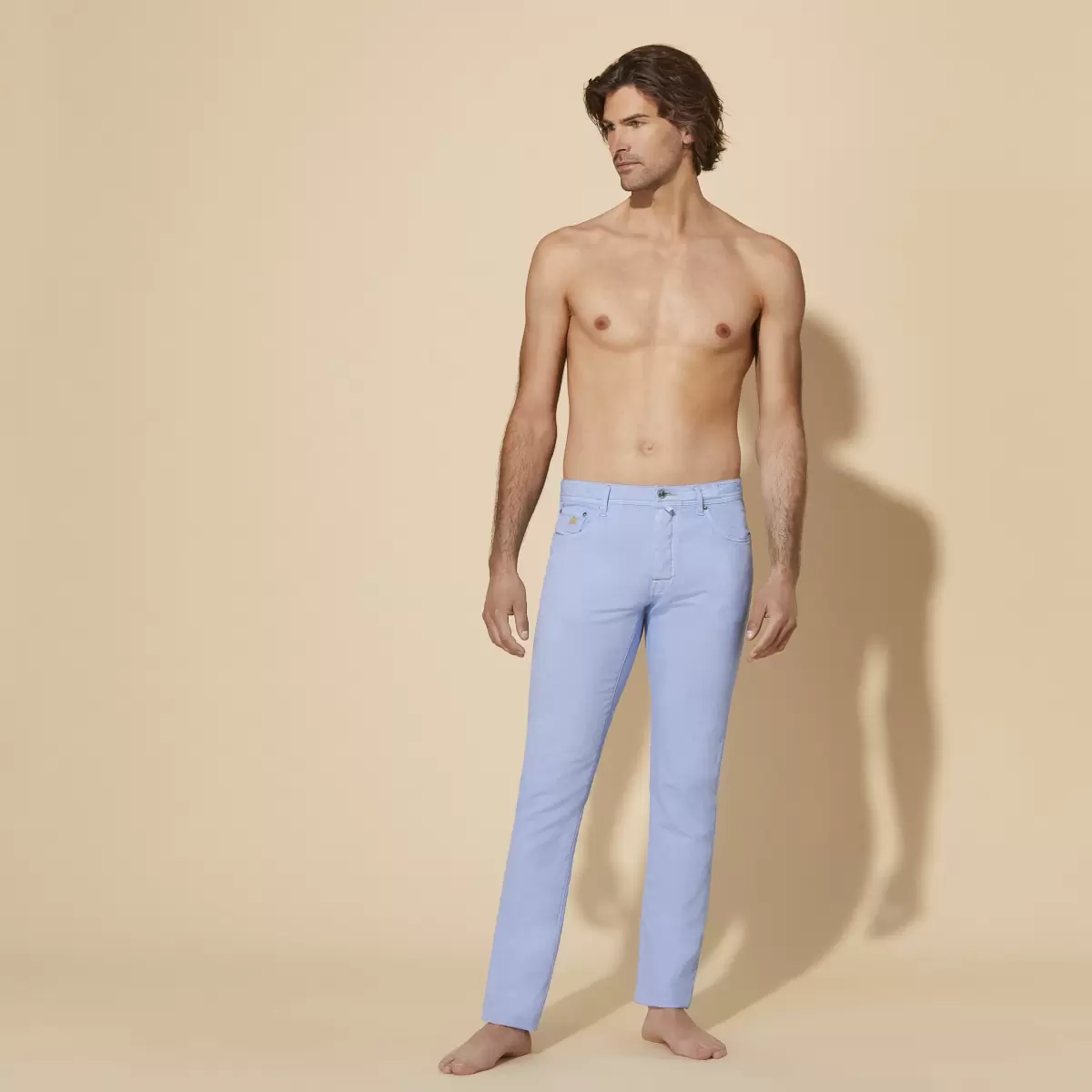 Herren Divine / Blau Hosen Vilebrequin Marketing Solid Jeans Aus Leinendrill Im Fünf-Taschen-Design Für Herren