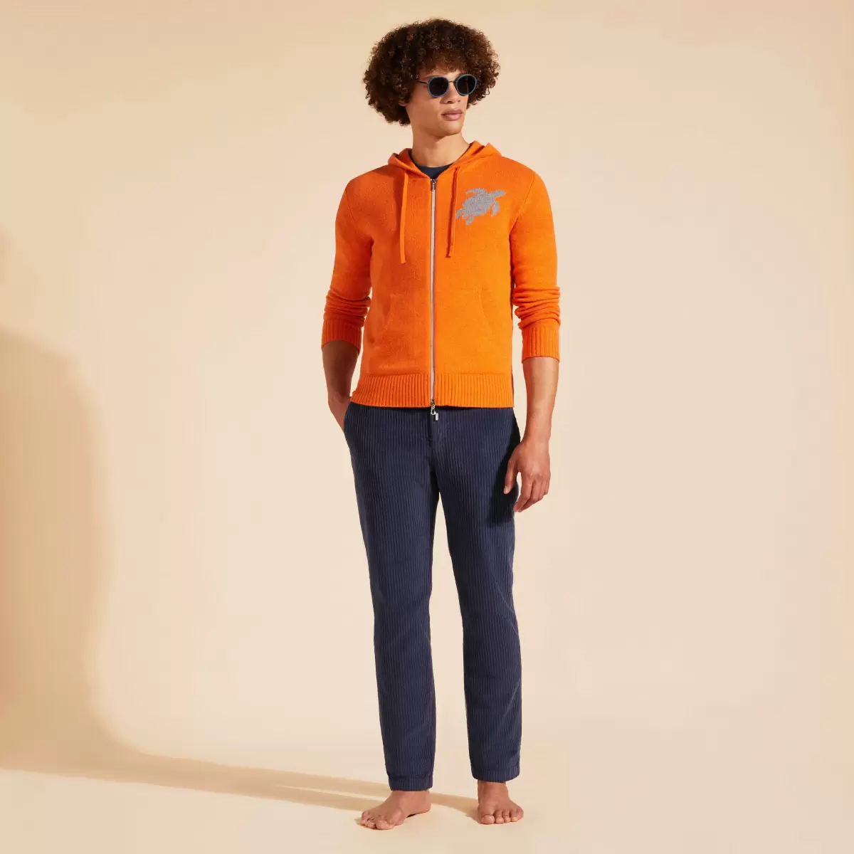 Men Full Zip Cotton Cashmere Cardigan Karotte / Orange Pullover Und Strickjacke Herren Vilebrequin Modell - 2