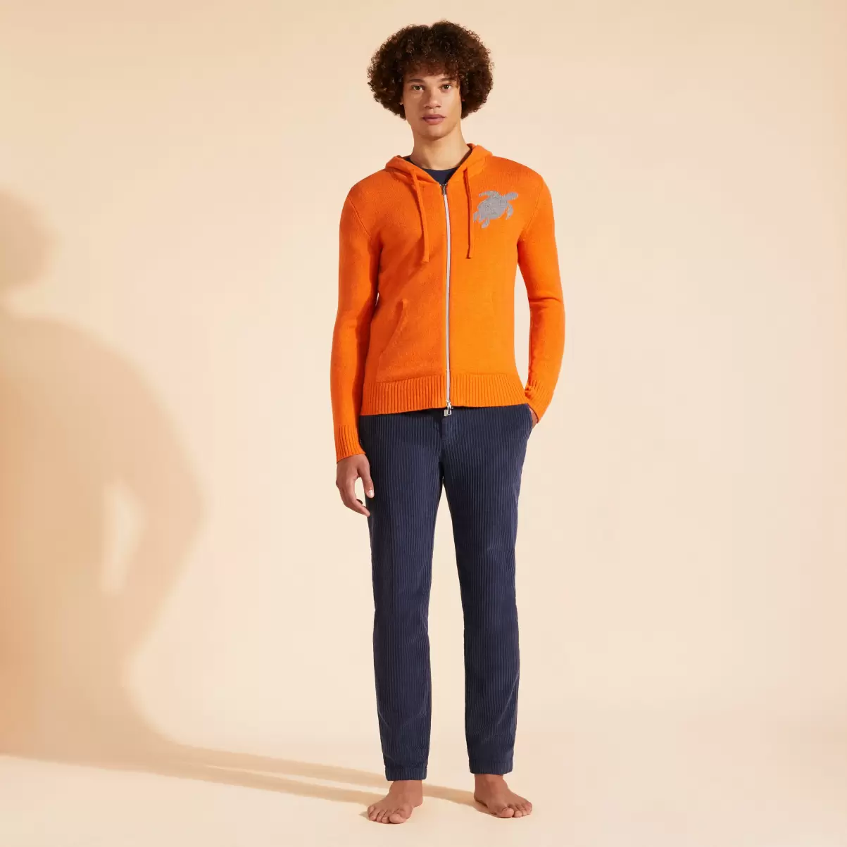 Men Full Zip Cotton Cashmere Cardigan Karotte / Orange Pullover Und Strickjacke Herren Vilebrequin Modell