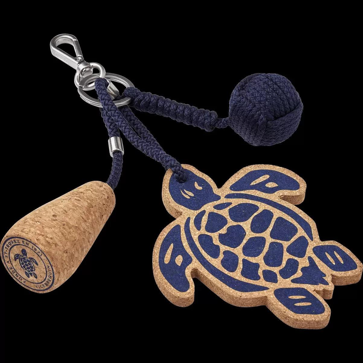 Vilebrequin Marineblau / Blau Schildkröten-Schlüsselanhänger Aus Kork Mode Herren Outdoor Zubehör - 2