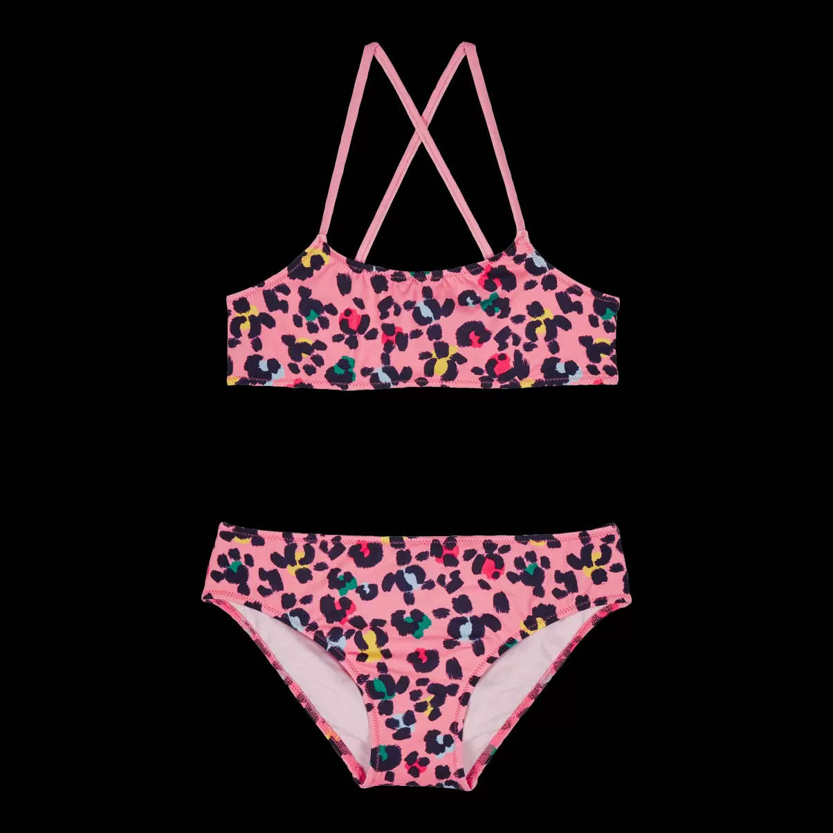 Bonbon / Rosa Wesentlich Vilebrequin Mädchen Zweiteiliger Turtles Leopard Badeanzug Für Mädchen Bikini - 3