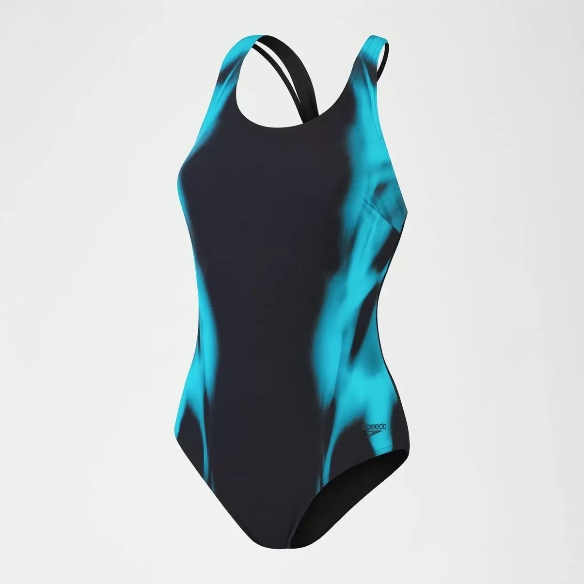 Körperbetont Speedo Damen Formender Bedruckter Calypso-Badeanzug Für Damen Schwarz/Blau - 3