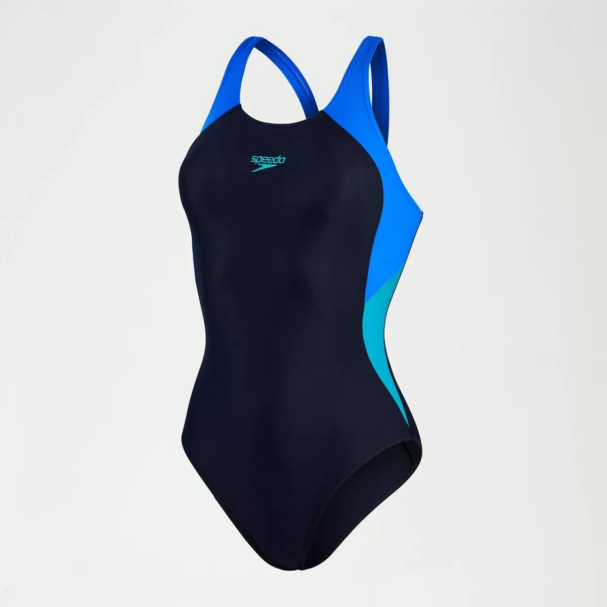 Damen Speedo Farbblock Splice Muscleback Badeanzug Für Damen Marineblau/Blau Badeanzüge - 2