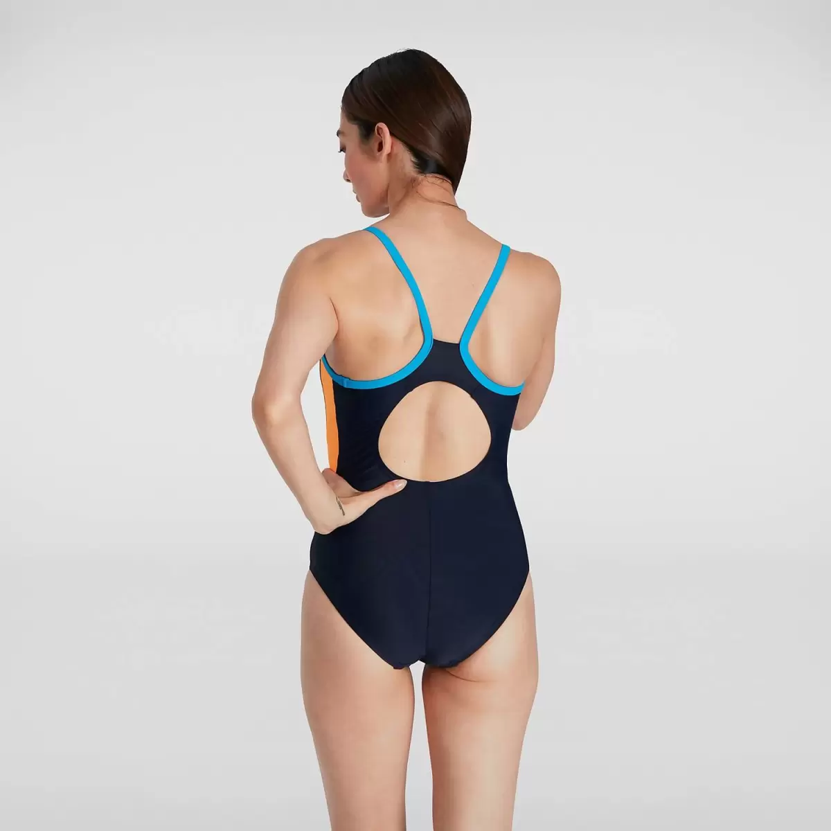 Damen Dive Thinstrap Muscleback Badeanzug Blau/Orange Für Damen Badeanzüge Speedo - 3