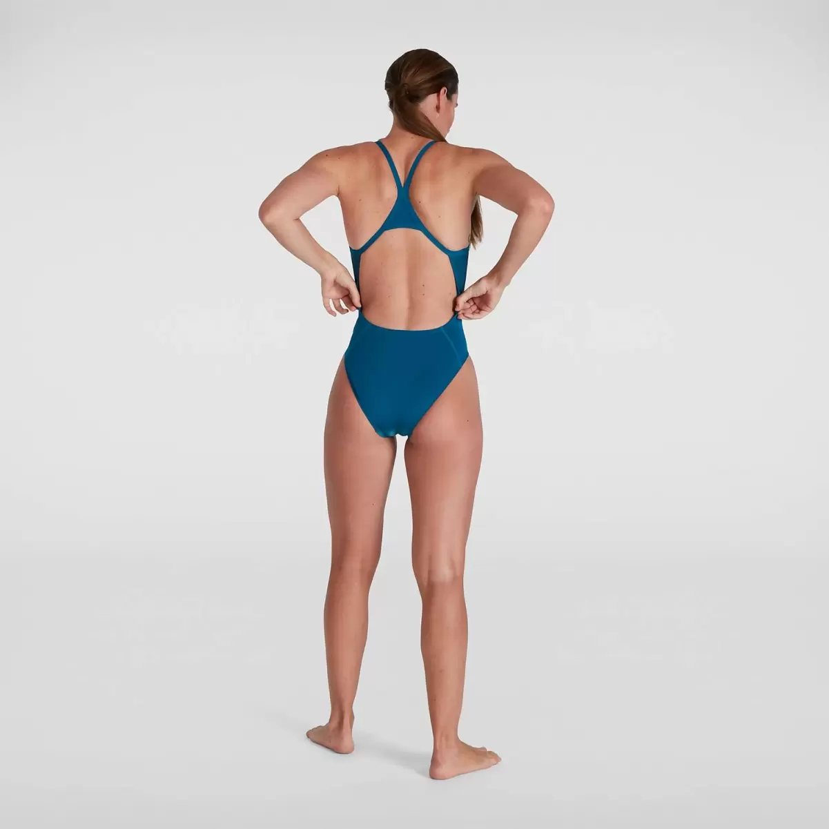 Damen Speedo Badeanzüge Placement Digital Turnback Badeanzug Blau/Gelb Für Damen