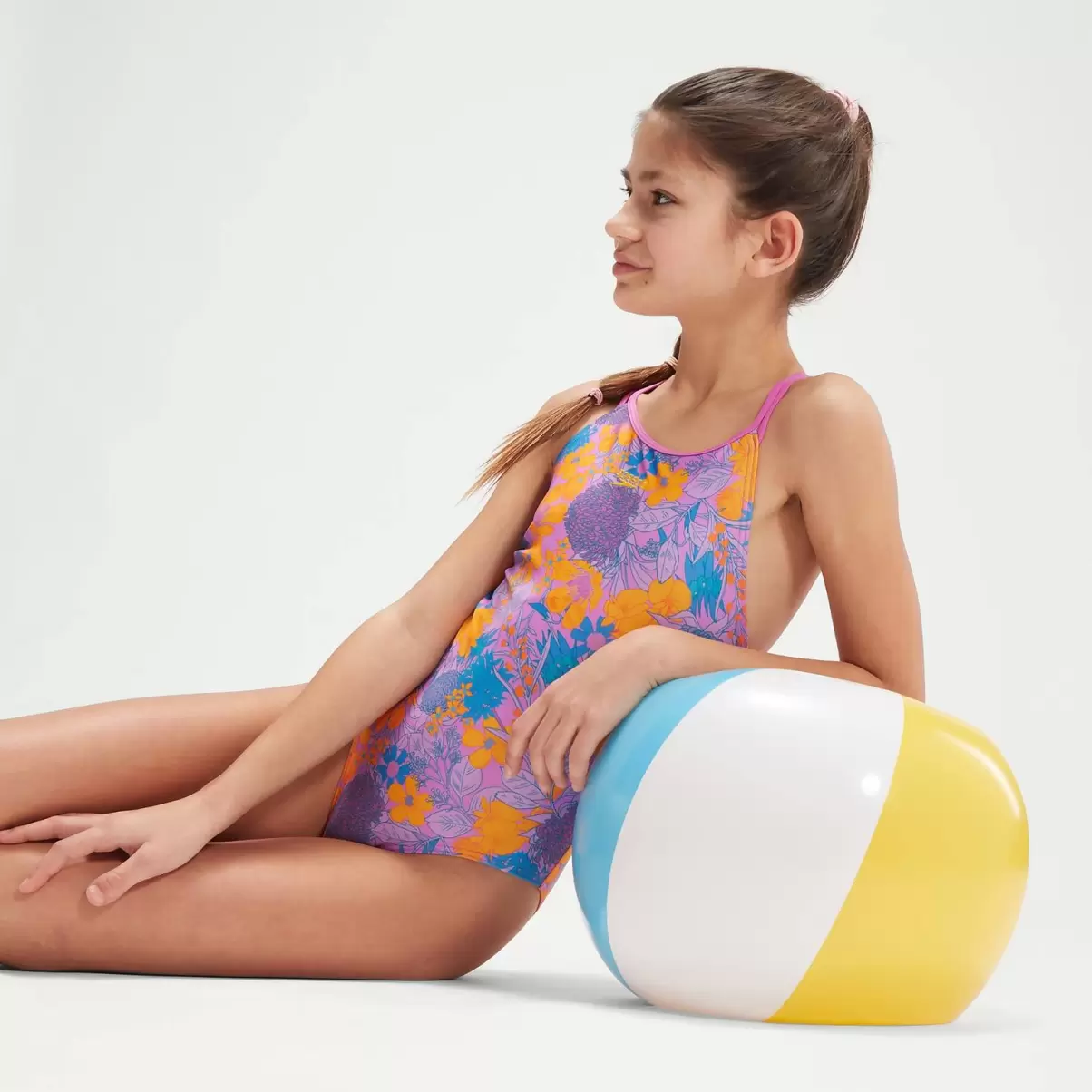 Speedo Mädchen Bademode Bedruckter Badeanzug Mit Doppelträgern Für Mädchen Violett/Mango Kinder - 2