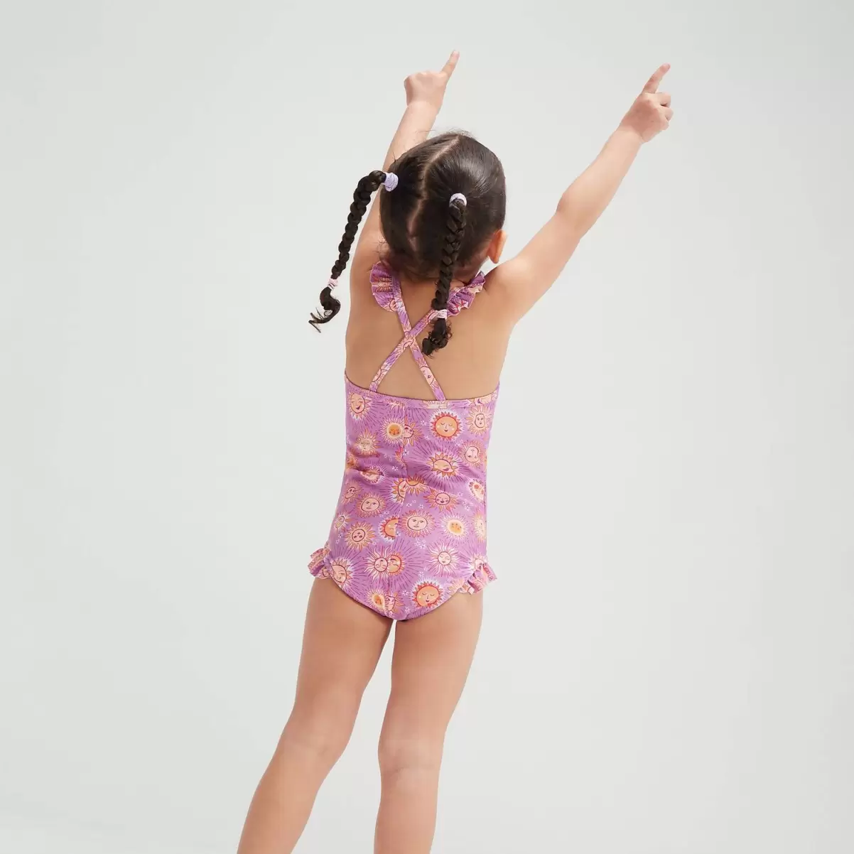 Kinder Mädchen Bademode Speedo Digital-Rüschen-Badeanzug Mit Dünnen Trägern Für Mädchen Im Kleinkindalter Violett/Pink - 1