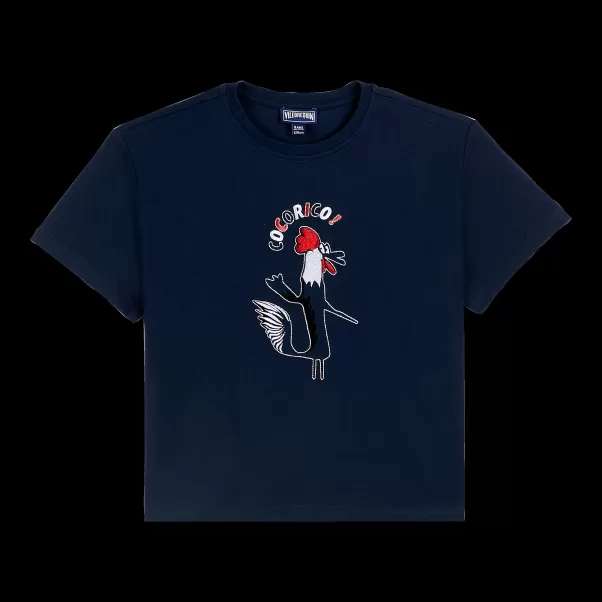 Marineblau / Blau Cocorico! T-Shirt Aus Bio-Baumwolle Für Jungen Qualität Herren Vater Und Sohn Vilebrequin