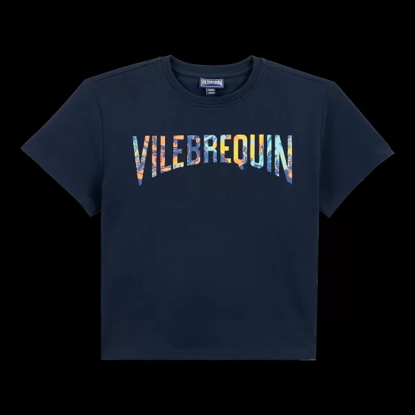 Marineblau / Blau Boys Organic Cotton Oversize T-Shirt Poulpes Tie & Dye Vater Und Sohn Vilebrequin Herren Mode