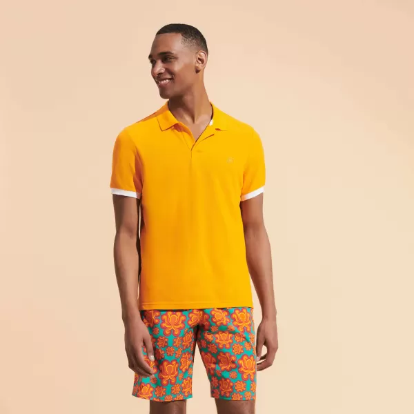 Karotte / Orange Vilebrequin Verkaufspreis Polohemden Solid Polohemd Aus Baumwollpikee Für Herren Herren