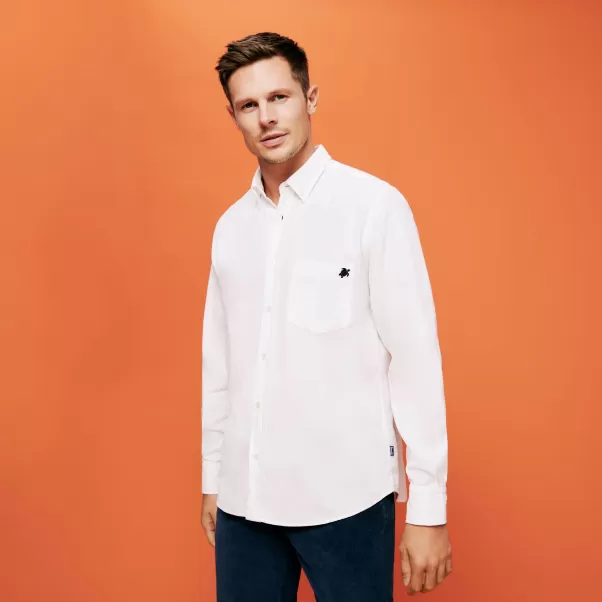 Solid Baumwollhemd Für Herren Herren Gut Shirts Vilebrequin Off White / Weiss