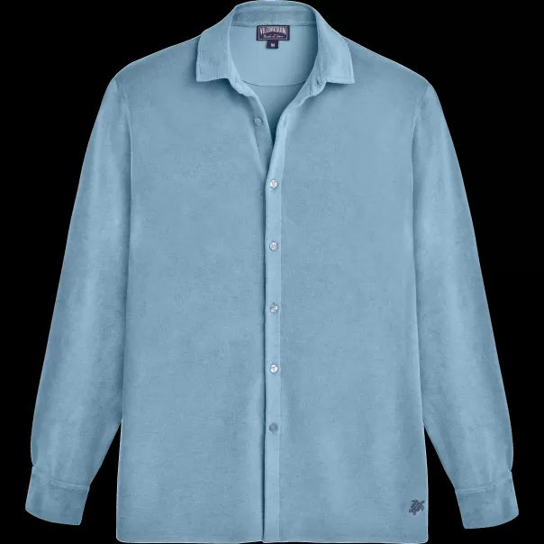 Herren Vilebrequin Source / Blau Shirts Vielseitigkeit Men Terry Lightweight Shirt Solid