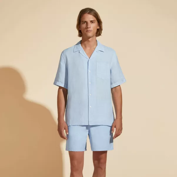 Verbraucher Shirts Solid Bowling-Hemd Aus Leinen Für Herren – Vilebrequin X Highsnobiety Chambray / Blau Herren