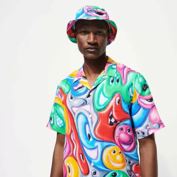 Aktionsrabatt Herren Multicolor / Multi Shirts Faces In Places Bowling-Hemd Aus Leinen Für Herren – Vilebrequin X Kenny Scharf