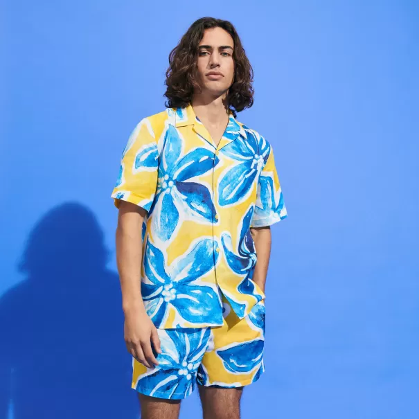 Marke Herren Raiatea Bowling-Hemd Für Herren Vilebrequin Shirts Sonne / Gelb