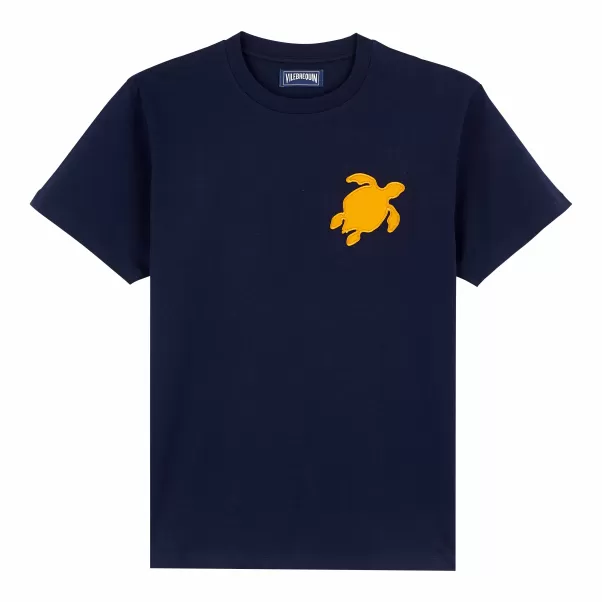 Herren Marineblau / Blau Turtle Patch T-Shirt Aus Baumwolle Für Herren T-Shirts Vilebrequin Marke