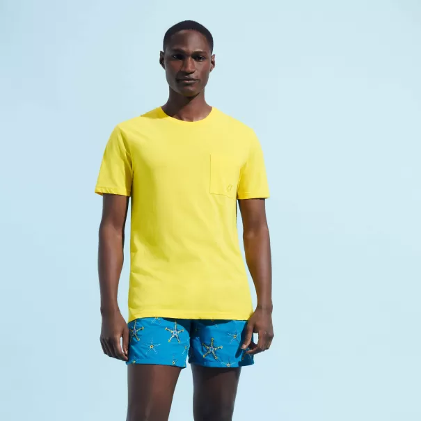 Pflegeleicht T-Shirts Sonne / Gelb Vilebrequin Herren Einfarbiges T-Shirt Aus Bio-Baumwolle Für Herren