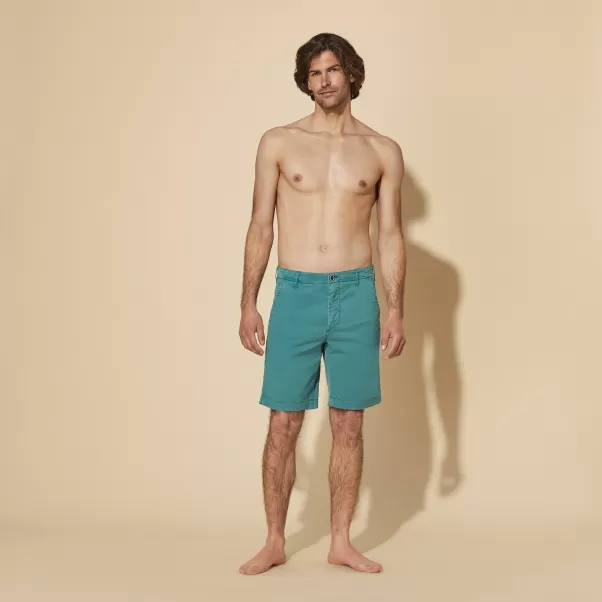 Herren Exklusiv Emerald / GrÜN Vilebrequin Men Tencel Bermuda Shorts Solid Shorts
