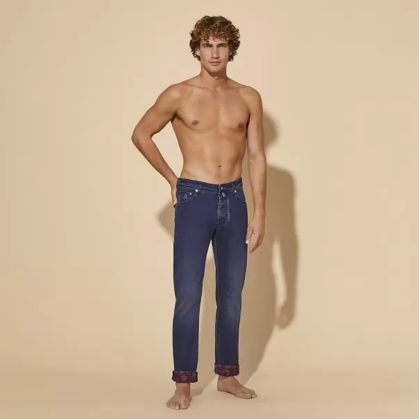 Preisnachlass Hosen Vilebrequin Herren Men 5-Pockets Denim Pants Mosaïque Med Denim W2 / Blau