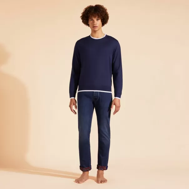 Listenpreis Marineblau / Blau Pullover Und Strickjacke Vilebrequin Herren Men Merino Wool Cashmere Silk Crewneck Sweater