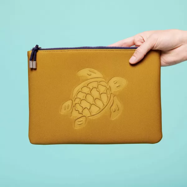 Herren Vilebrequin Turtle Strandbeutel Mit Reißverschluss Borke / Beige Strandtaschen Billig