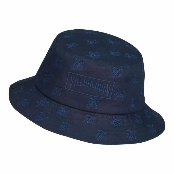 Ausfahrt Mützen Marineblau / Blau Embroidered Bucket Hat Tutles All Over Vilebrequin Herren
