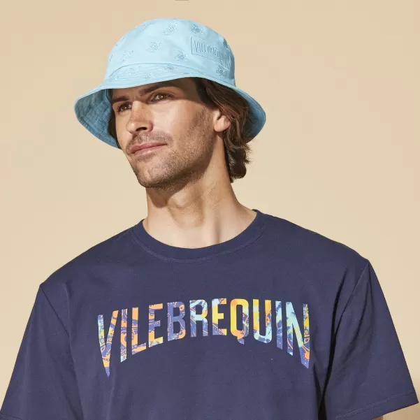 Herren Mützen Aquamarin Blau / Blau Embroidered Bucket Hat Tutles All Over Vilebrequin Produktstrategie