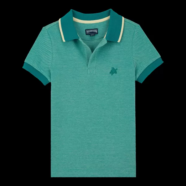 Vilebrequin Jungen Polohemden Emerald / GrÜN Werbung Solid Polohemd Aus Baumwollpikee Mit Farbwechsel Für Jungen