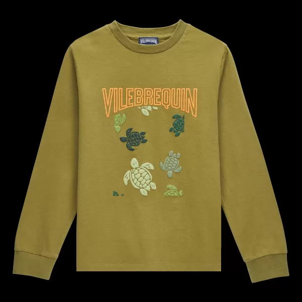 Ronde Des Tortues T-Shirt Aus Baumwolle Für Jungen In Camouflage Billig Jungen Vilebrequin T-Shirts Khaki / GrÜN