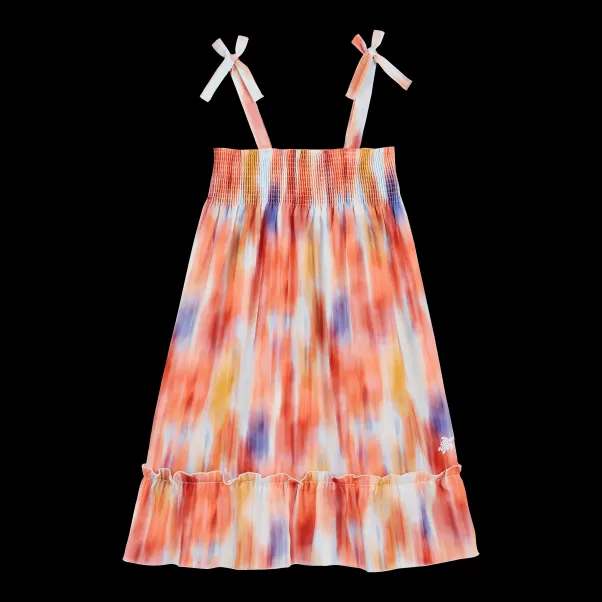 Vilebrequin Multicolor / Multi Girls Cotton Dress Ikat Flowers Mädchen Technologie Kleider