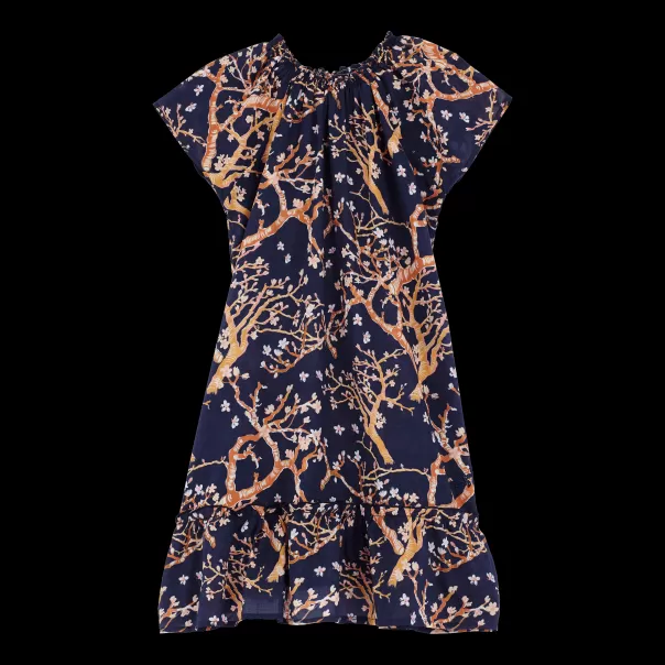 Haltbarkeit Marineblau / Blau Vilebrequin Kleider Mädchen Sweet Blossom Kleid Aus Baumwollvoile Für Mädchen