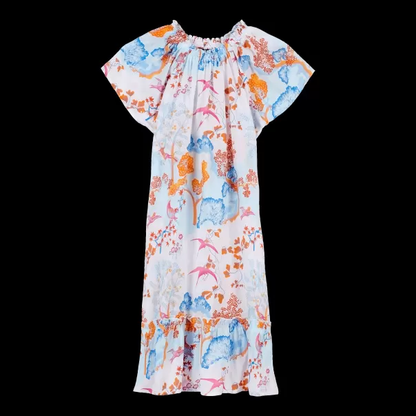 Vilebrequin Verkaufen Kleider Peaceful Trees Kleid Aus Baumwollvoile Für Mädchen Mädchen Weiss / Weiss