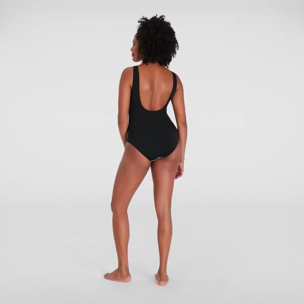 Speedo Badeanzüge Panel Badeanzug Mit U-Rückenausschnitt Schwarz/Pink Für Damen Damen