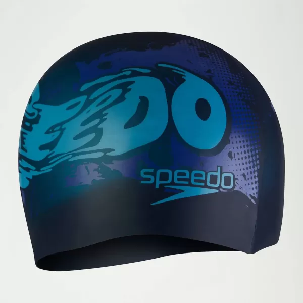 Speedo Schwimm Accessoires Logo Placement-Badekappe Für Kinder Marineblau/Blau Damen