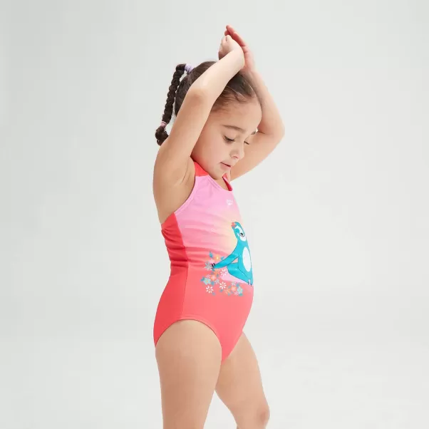 Kinder Digital Bedruckter Badeanzug Für Mädchen Im Kleinkindalter Koralle/Pink Speedo Mädchen Bademode