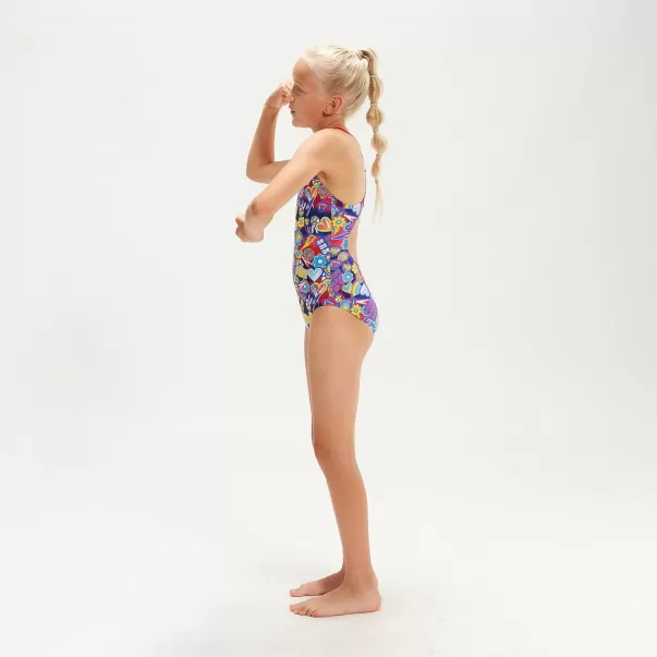 Speedo Splashback Badeanzug Für Mädchen Marineblau/Rot Mädchen Bademode Kinder