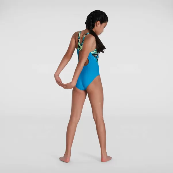 Speedo Kinder Hyperboom Splice Muscleback Badeanzug Blau/Grün Für Mädchen Mädchen Bademode